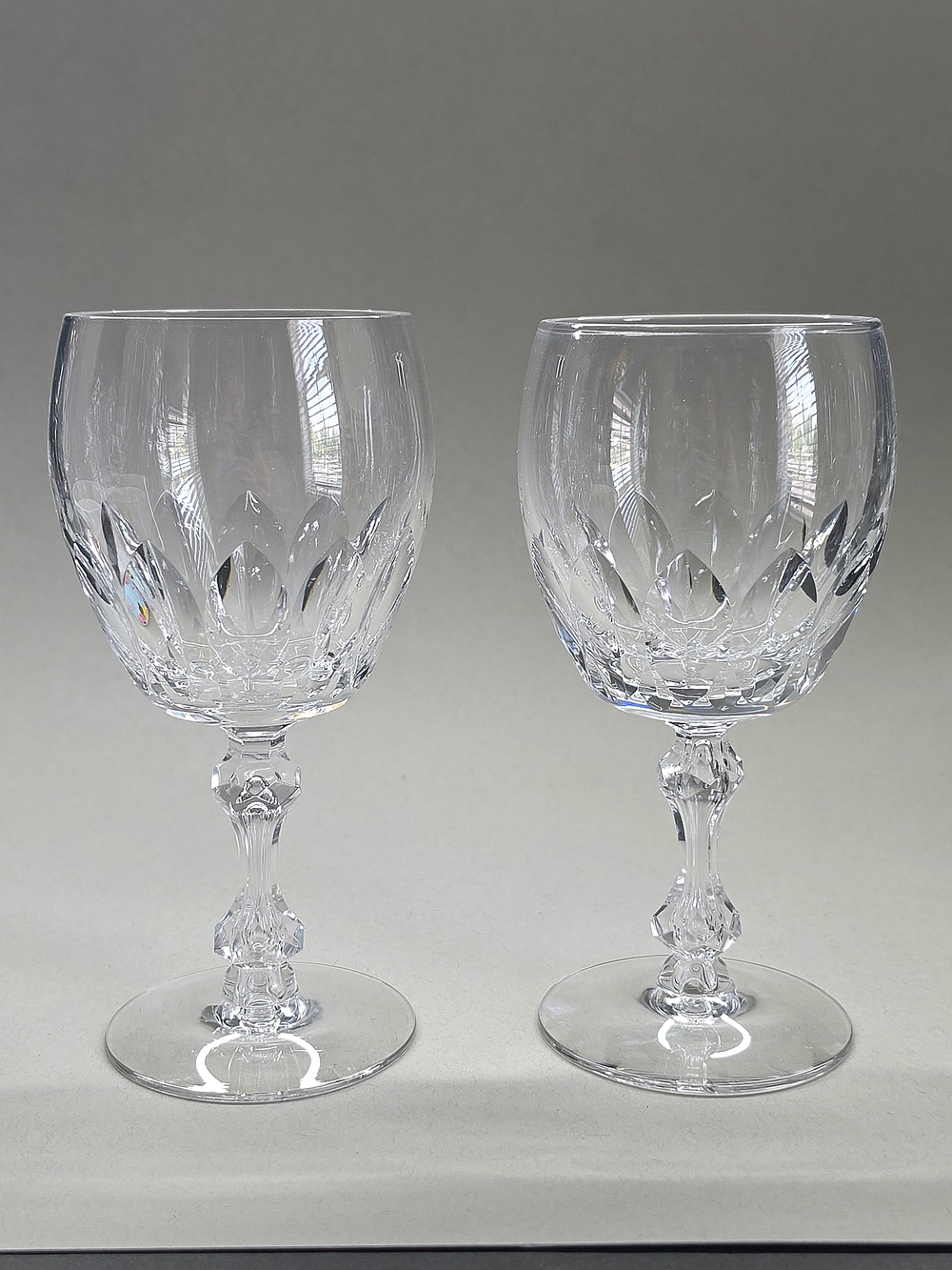 Set Of 2 Vintage Tiffin Franciscan Manchester Crystal Water Goblet Glass 6 7/8"